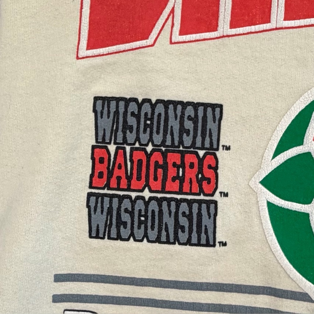 Vintage Wisconsin Badgers Rose Bowl 1994 Crewneck Sweatshirt Cream NCAA Women Sm - Picture 7 of 14